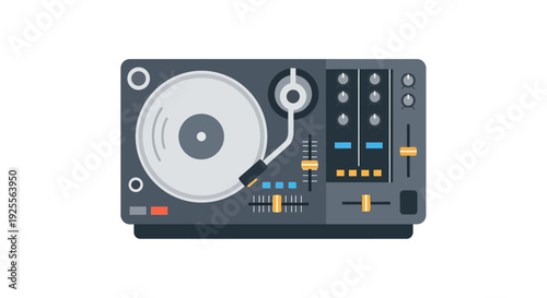 DJ Controller with Turntable and Mixer.