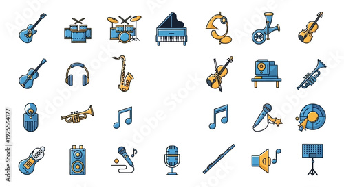 Collection of Various Music Instruments and Accessories.