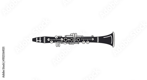 Black and White Illustration of Clarinet.