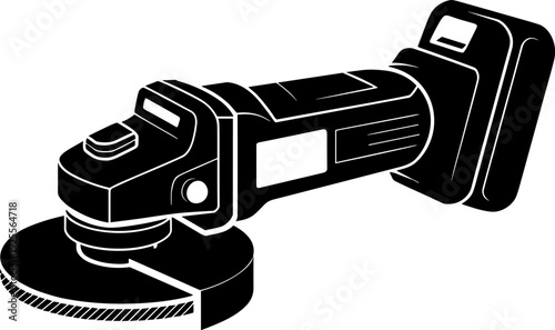 Cordless Angle Grinder Power Tool Vector Illustration | Essential Construction & DIY Equipment Icon | Industrial Cutting & Grinding Device for Repair and Workshop Projects