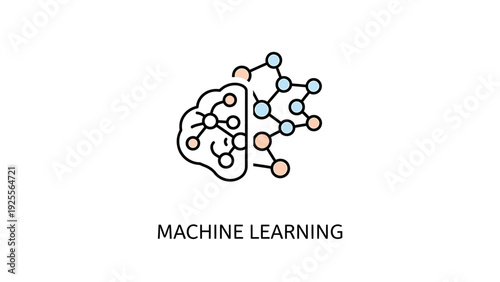 Machine Learning AI Brain Network Icon: Artificial Intelligence and Neural Networks Concept with Connected Nodes for Data Analysis and Future Technology