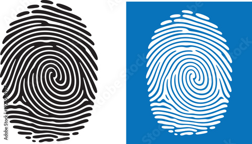 Fingerprint patterns in black and white on different backgrounds