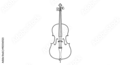 Violin Musical Instrument Illustration Black White.