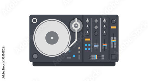 DJ Controller with Turntable and Mixer.