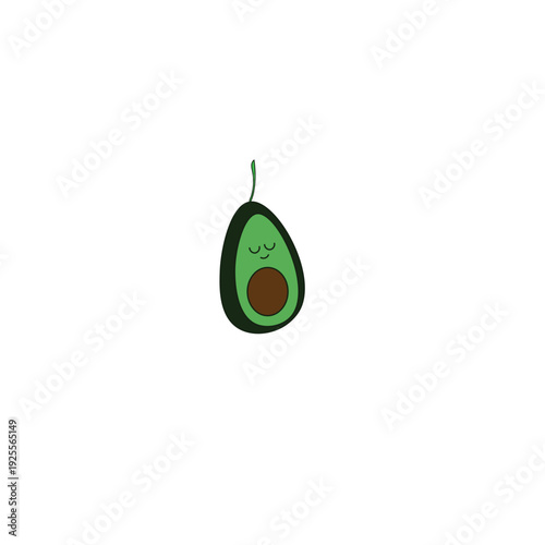 A simple cartoon illustration of a halved avocado with a pit.