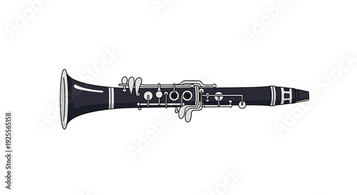 Black and White Clarinet Illustration.