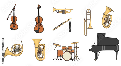 Assorted Musical Instruments Illustration Collection.