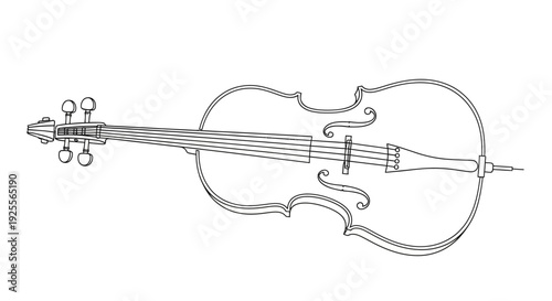 Violin Illustration with Detailed Line Artwork.