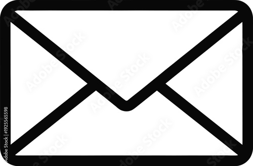 Minimalist black line envelope icon, simple mail symbol, isolated email sign, professional correspondence graphic