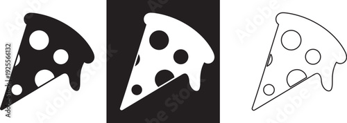 Melting Pizza Slice vector Illustration Set, Pizza Slice silhouette Pizza Slice line act vector on white background Formats Included EPS