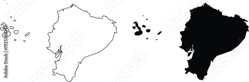 Bild auf Leinwand Ecuador and Galapagos Islands outline and filled maps
