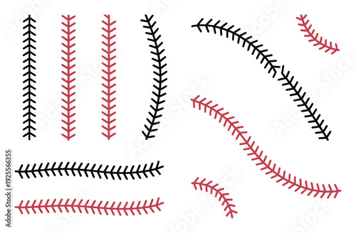 Baseball Stitching Red and Black Patterns