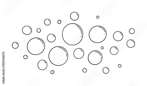 Black and White Outline of Bubbles Floating