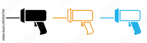 Three colorful icon variations of a megaphone