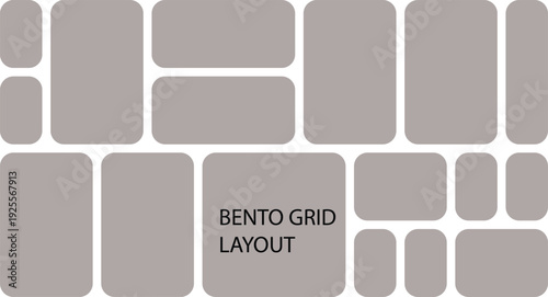 A clean, modern bento grid layout in flat design style, perfect for website UI UX design, app interfaces, or visual organization elements. Scalable vector graphic.