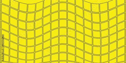abstract simple black outline square wave pattern on yellow for banner poster background.