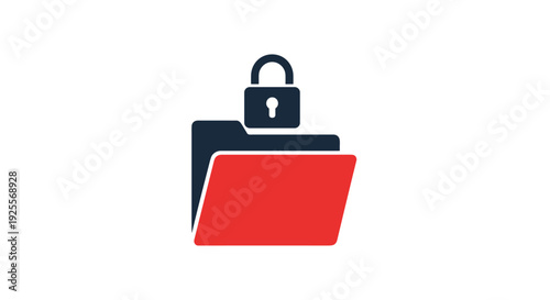 A dark blue and red file folder icon with a navy blue padlock on top is displayed on a white background.
