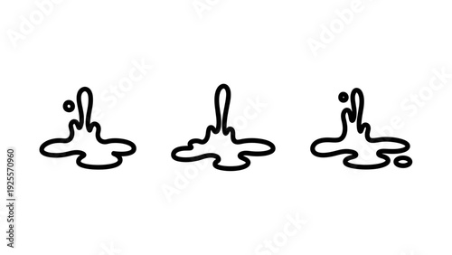 Abstract fluid splash icons, representing liquid motion, drops, and energetic movements in a simple outline style.