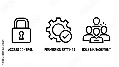 Access Control, Permission Settings, and Role Management Icons: User Security, Authorization, and Administrative Configuration Concepts