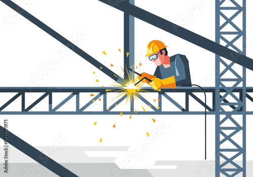 Welder Working on Metal Structure.