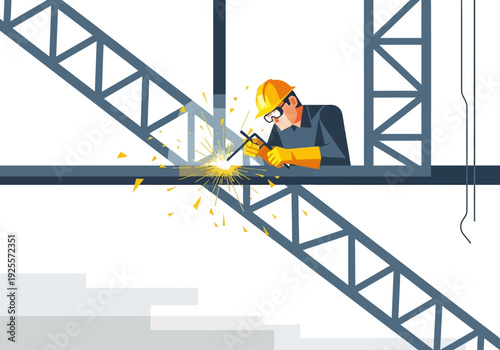 Welder Working on Metal Structure.