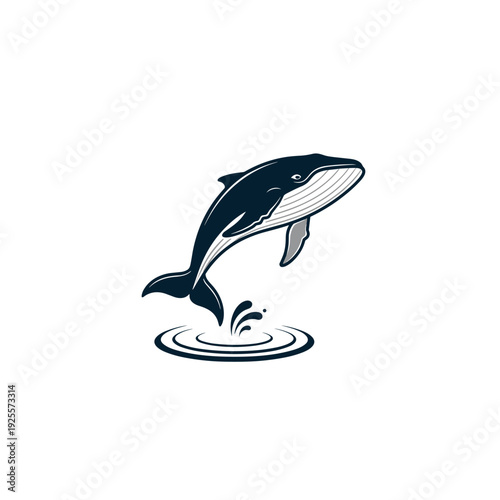 A whale leaping out of water with splashes and ripples