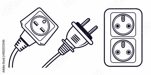 European plug adapters and wall sockets shown in a simple diagram.