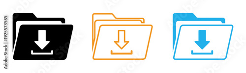 Download folder icons in black orange and blue