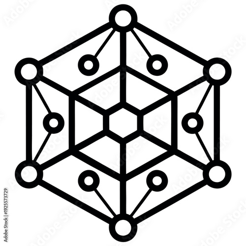 An atom and factory icon blending scientific innovate  