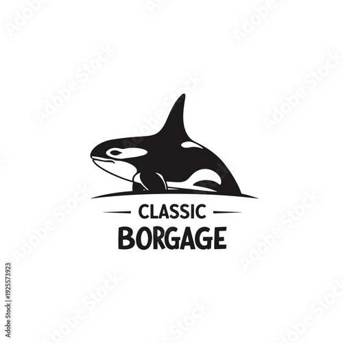 Black and white orca killer whale icon in a circular frame