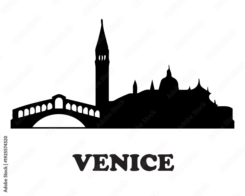 Naklejka premium Venice City Skyline Silhouette