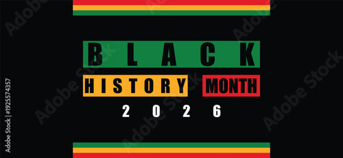 Black history month Celebration Banner Design, Black History Month Celebrate Design,poster,Background , Banner, 2026 Black  History Month Text Design 