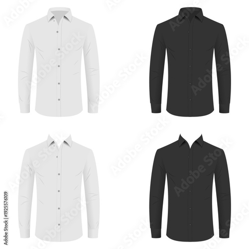 men's dress long sleeve shirt vector illustration isolated on white background.