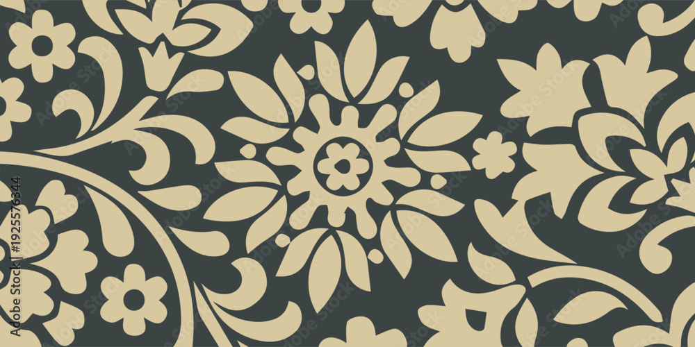 Fototapeta premium Elegant Floral Pattern Design with Intricate Botanical Motifs.