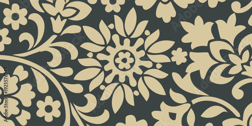 Elegant Floral Pattern Design with Intricate Botanical Motifs.