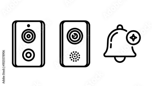 Smart Home Security Cameras with Doorbell and Notification Icons for Modern Property Protection