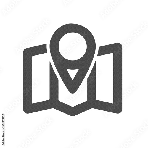 Map Location Pin Navigation Icon in Minimal Flat Gray Style Isolated on White Background
