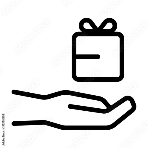 Hand holding a gift icon representing giveaways, donations, and promotional offers.