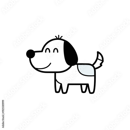 Cartoon dog smiling with a happy expression and wagging tail  