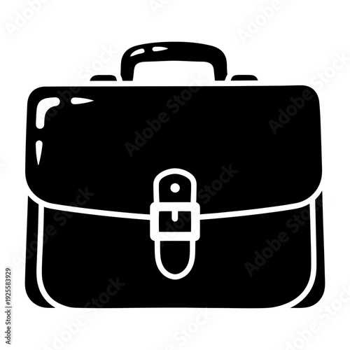 Black briefcase icon vector illustration for business and office concepts