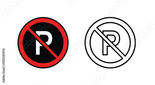 No parking signs a red and black version with a white outline silhouette