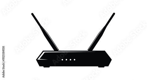 Black wireless router with two antennas a minimalist silhouette