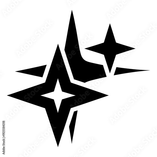 Black sparkle star icon, magic shine twinkle silhouette graphic element