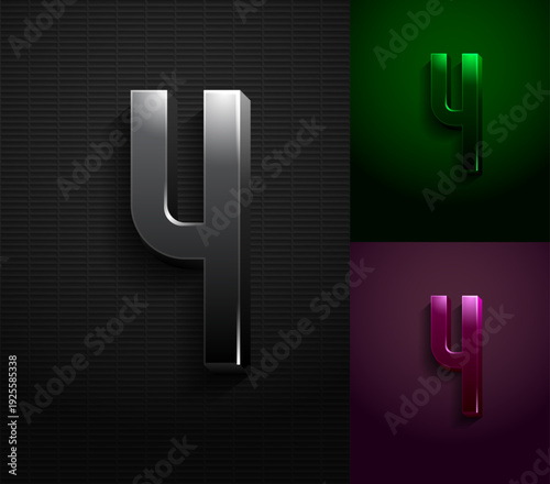 3d dark number 4, condensed gloomy numeral four, vector illustration 10eps.