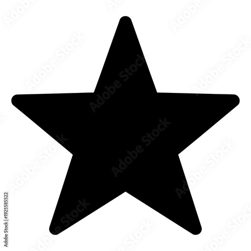 Black five-pointed star icon isolated on white background, minimalist flat design graphic element