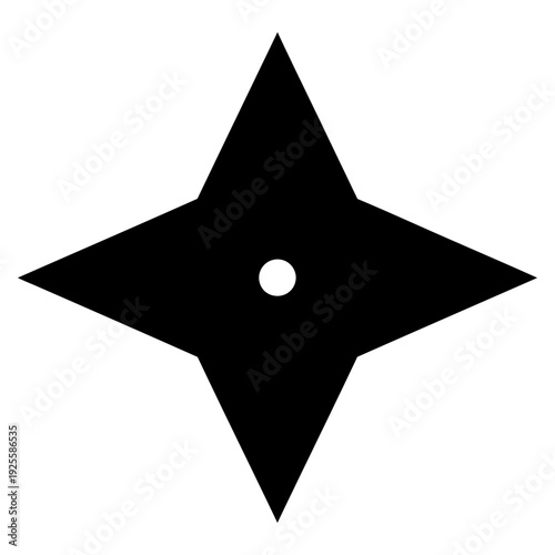 Black Shuriken Ninja Star Silhouette Isolated on White Background