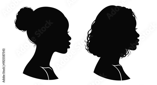 Two female profile views showcasing diverse hairstyles a striking silhouette