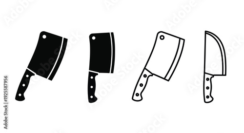 Four cleavers in varying positions a striking black silhouette