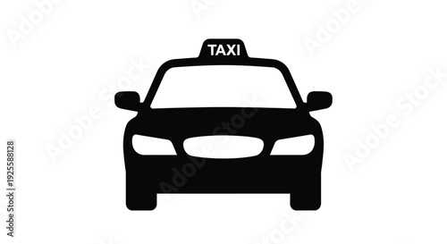 Front view of a black taxi cab a striking silhouette