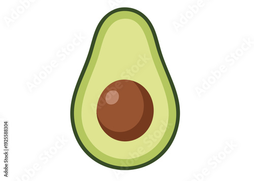 A cartoon illustration of a halved avocado.